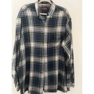 Jos.a. Bank men’s flannel plaid shirt blue green‎ MED